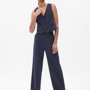 GAP Navy Striped Wide Leg Linen pants